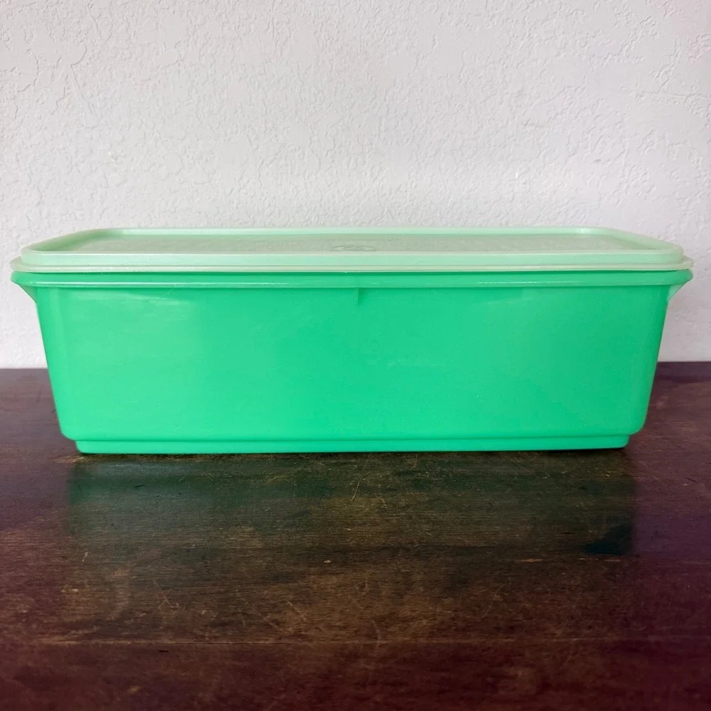 VTG Tupperware Celery Vegetable Keeper #782-8 3 Piece Set Green Jadeite Retro‎